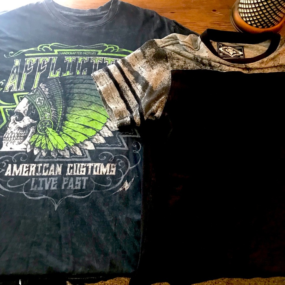 2 Men’s Affliction Shirts